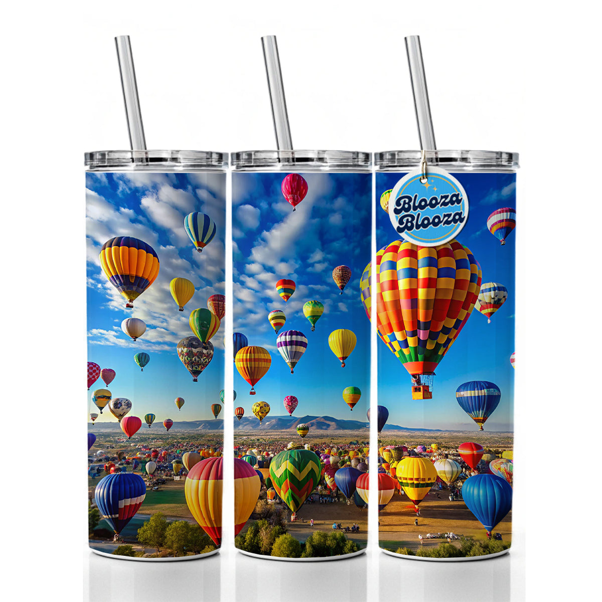 Hot Air Balloons In The Sky Balloon Festival Albuquerque Skinny Tumbler 20oz with Straw Insulated Water Bottle Gift