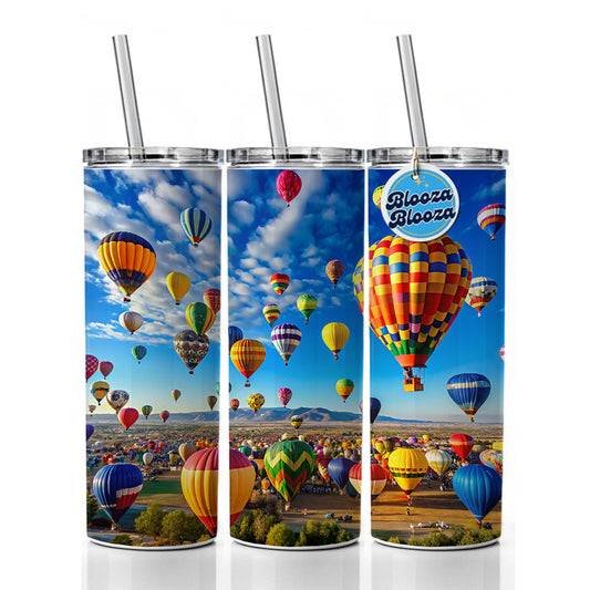 Hot Air Balloons In The Sky Balloon Festival Albuquerque Skinny Tumbler 20oz with Straw Insulated Water Bottle Gift