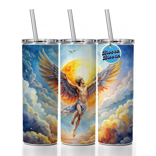Icarus Flying Too Close To The Sun Greek Myth Watercolor Skinny Tumbler 20oz with Straw Insulated Water Bottle Gift