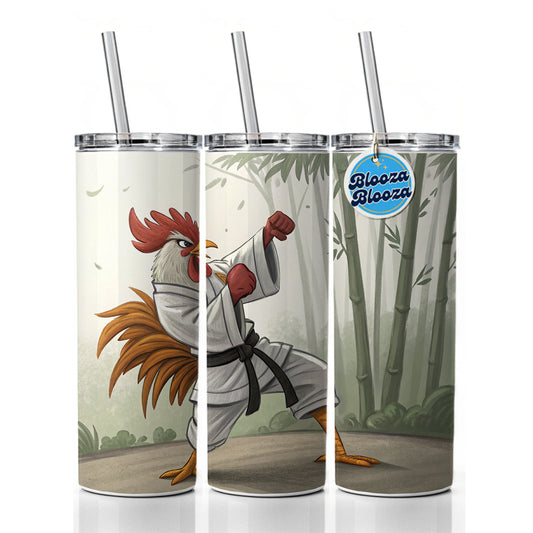 Kung Fu Karate Martial Arts Rooster Skinny Tumbler 20oz with Straw Insulated Water Bottle Gift