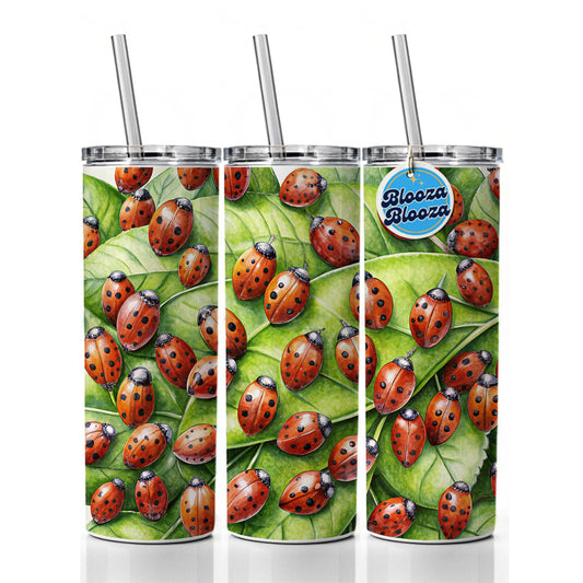 Ladybugs on Leaf Skinny Tumbler 20oz with Straw Insulated Water Bottle Gift