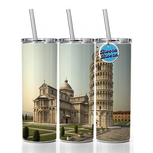 Leaning Tower Of Pisa Italy Skinny Tumbler 20oz with Straw Insulated Water Bottle Gift