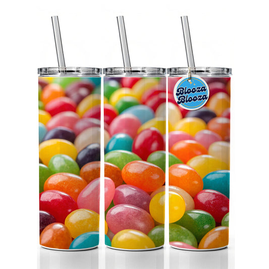 Lots of Jelly Beans Easter Candy Skinny Tumbler 20oz with Straw Insulated Water Bottle Gift