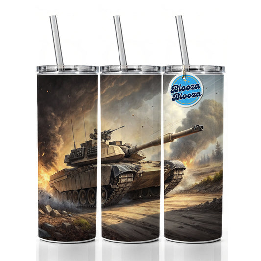 M1 Abrams Tank On The Move Skinny Tumbler 20oz with Straw Insulated Water Bottle Gift