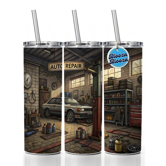 Mechanic's Automotive Repair Garage Skinny Tumbler 20oz with Straw Insulated Water Bottle Gift