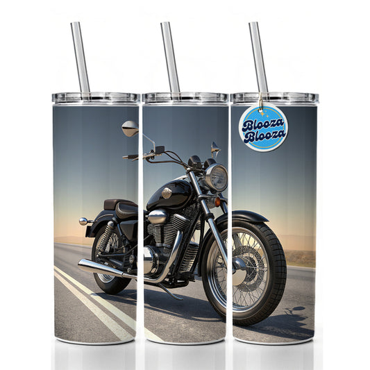 Motorcycle on the Road Skinny Tumbler 20oz with Straw Insulated Water Bottle Gift