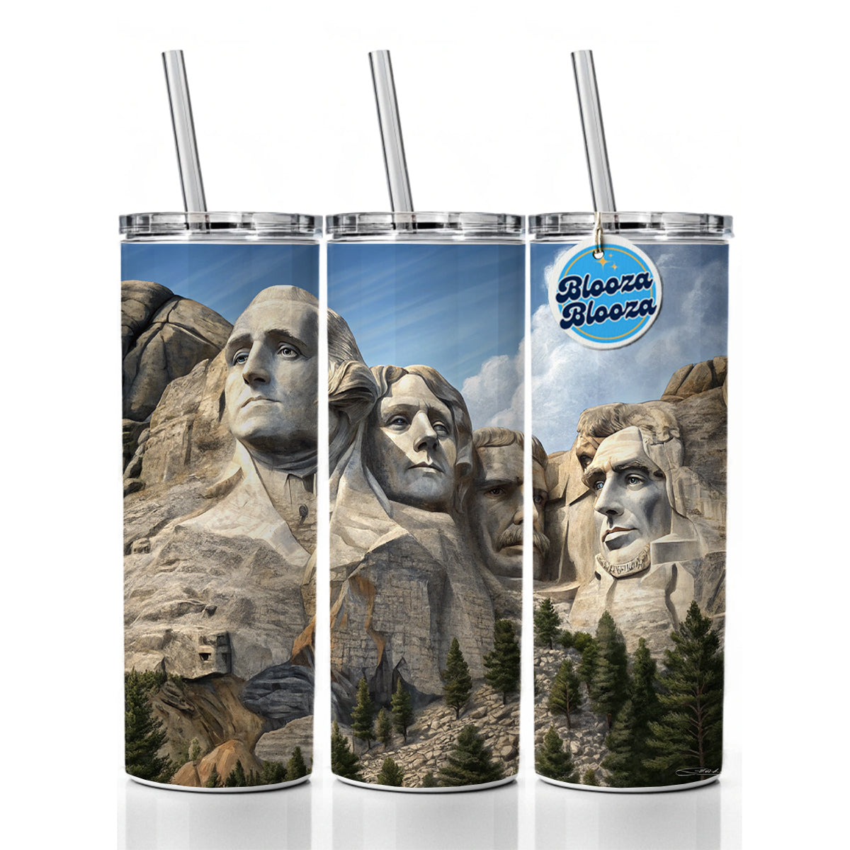 Mount Rushmore National Memorial Black Hills South Dakota Skinny Tumbler 20oz with Straw Insulated Water Bottle Gift