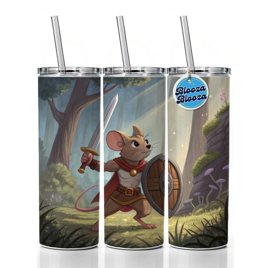 Mouse Warrior With Sword And Shield Skinny Tumbler 20oz with Straw Insulated Water Bottle Gift