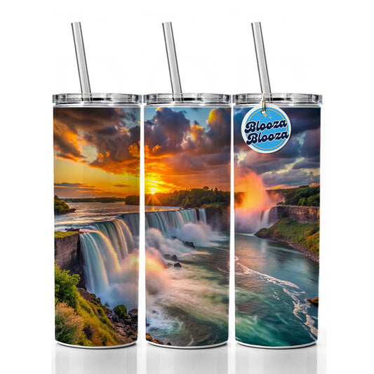 Niagara Falls At Sunset New York Skinny Tumbler 20oz with Straw Insulated Water Bottle Gift