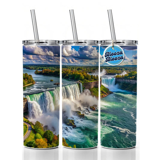 Niagara Falls New York Skinny Tumbler 20oz with Straw Insulated Water Bottle Gift