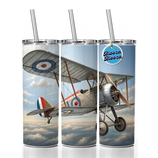 Nieuport 17 WWI French Fighter Plane Skinny Tumbler 20oz with Straw Insulated Water Bottle Gift