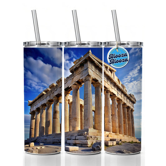 Parthenon Temple Athens Greece Greek Skinny Tumbler 20oz with Straw Insulated Water Bottle Gift