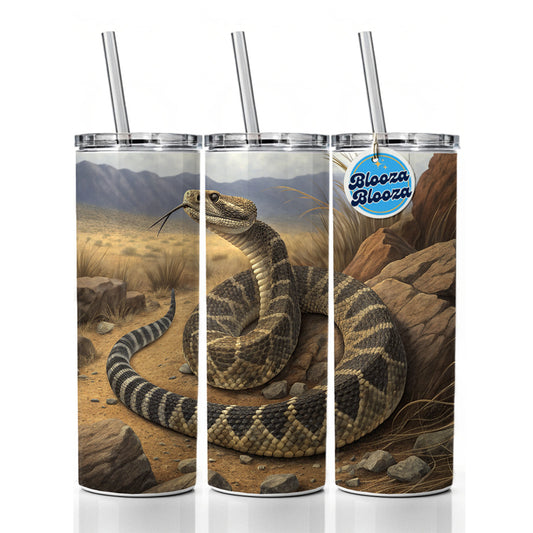 Rattlesnake Reptile on the Prairie Desert Skinny Tumbler 20oz with Straw Insulated Water Bottle Gift