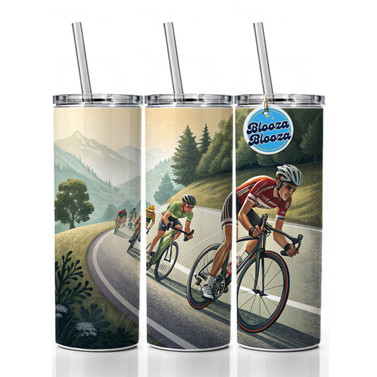 Road Bicycle Bike Racing Skinny Tumbler 20oz with Straw Insulated Water Bottle Gift