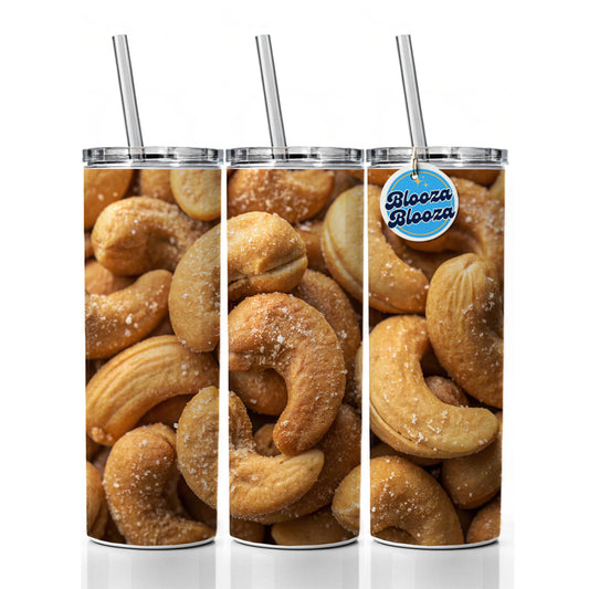 Roasted Salted Cashews Nuts Skinny Tumbler 20oz with Straw Insulated Water Bottle Gift