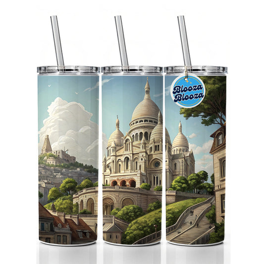 Sacre Coeur Church Paris France Skinny Tumbler 20oz with Straw Insulated Water Bottle Gift