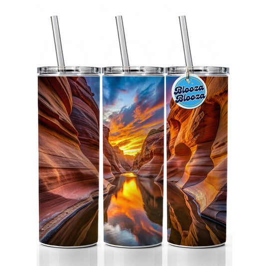 Slot Canyons And Water At Sunset Utah Arizona Skinny Tumbler 20oz with Straw Insulated Water Bottle Gift