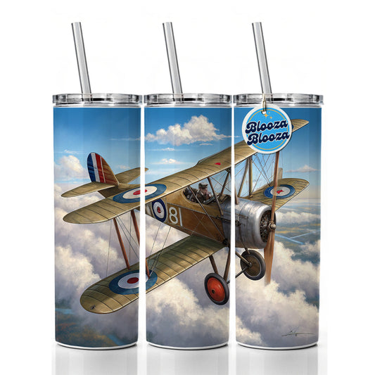 Sopwith Camel WWI British Fighter Plane Skinny Tumbler 20oz with Straw Insulated Water Bottle Gift