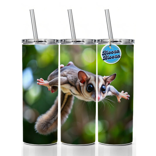 Sugar Glider Flying Gliding Skinny Tumbler 20oz with Straw Insulated Water Bottle Gift