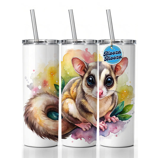 Sugar Glider Watercolor Skinny Tumbler 20oz with Straw Insulated Water Bottle Gift