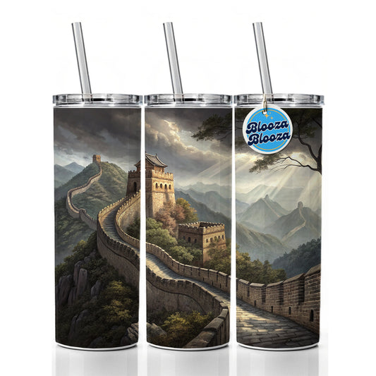 The Great Wall Of China Skinny Tumbler 20oz with Straw Insulated Water Bottle Gift