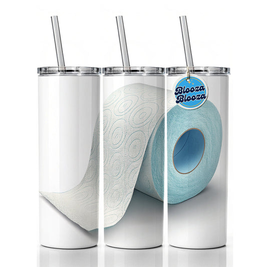 Toilet Paper Roll Skinny Tumbler 20oz with Straw Insulated Water Bottle Gift