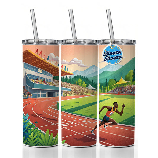 Track And Field Running Race Dash Skinny Tumbler 20oz with Straw Insulated Water Bottle Gift