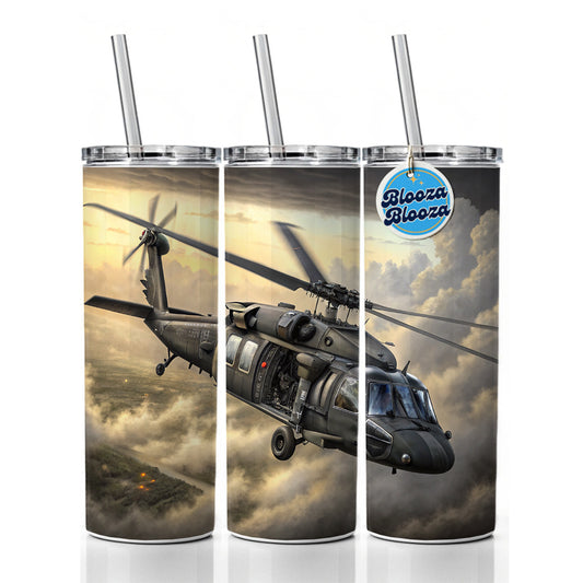 UH-60 Black Hawk US Helicopter Skinny Tumbler 20oz with Straw Insulated Water Bottle Gift
