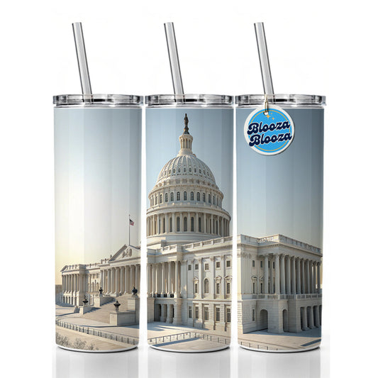 US Capitol Building Washington DC Skinny Tumbler 20oz with Straw Insulated Water Bottle Gift