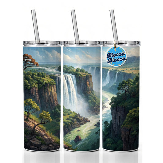 Victoria Falls Zimbabwe Zambia Africa Skinny Tumbler 20oz with Straw Insulated Water Bottle Gift