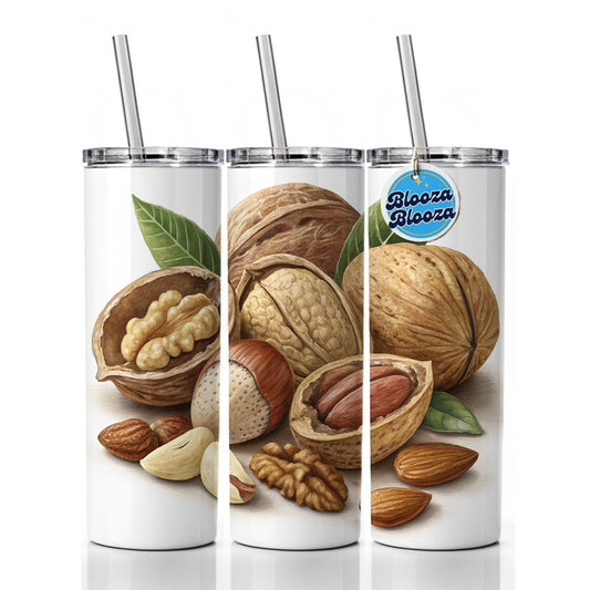 Walnuts Hazelnuts Almonds Brazil Nuts Skinny Tumbler 20oz with Straw Insulated Water Bottle Gift