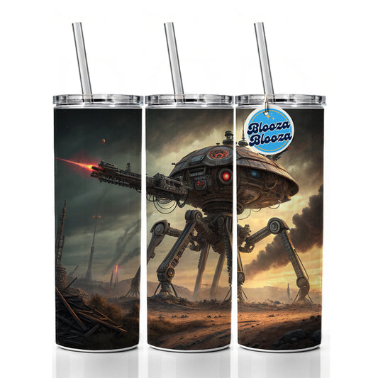 War Of The Worlds Sci-fi Martian War Machine Skinny Tumbler 20oz with Straw Insulated Water Bottle Gift
