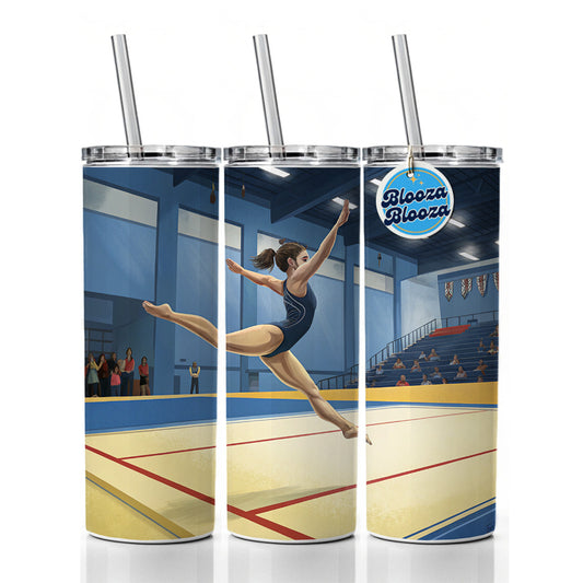 Women's Gymnastics Floor Routine Skinny Tumbler 20oz with Straw Insulated Water Bottle Gift