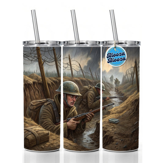 WWI Trench Warfare Allies Western Front Skinny Tumbler 20oz with Straw Insulated Water Bottle Gift
