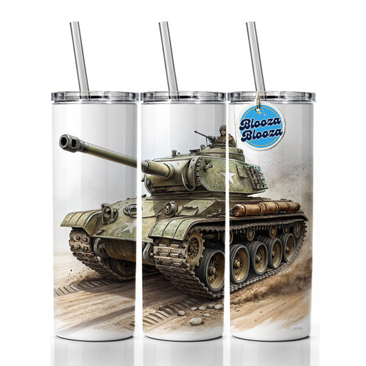 WWII M26 Pershing US Heavy Tank Skinny Tumbler 20oz with Straw Insulated Water Bottle Gift
