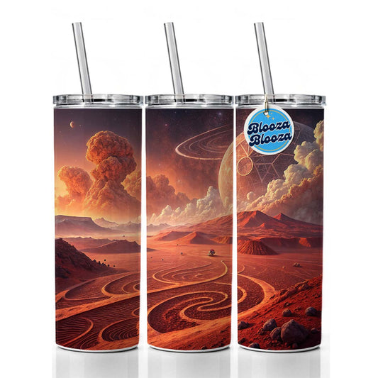 Abstract Alien Martian Sci-fi Landscape Skinny Tumbler 20oz with Straw Insulated Water Bottle Gift