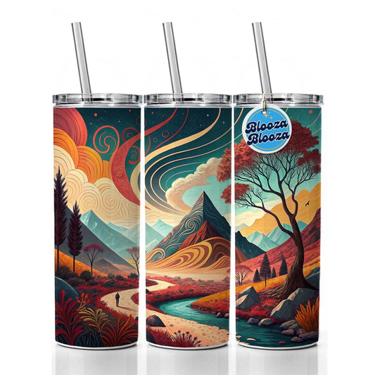 Abstract Modern Art Landscape Skinny Tumbler 20oz with Straw Insulated Water Bottle Gift