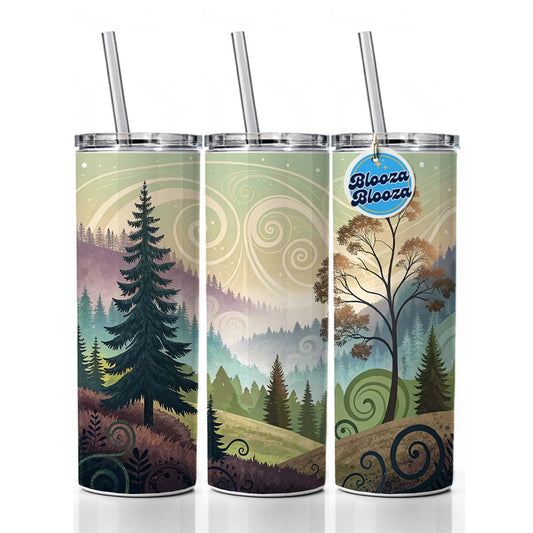 Abstract Pastel Forest Landscape Skinny Tumbler 20oz with Straw Insulated Water Bottle Gift