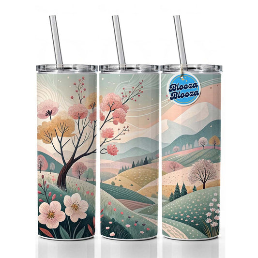 Abstract Spring Landscape Skinny Tumbler 20oz with Straw Insulated Water Bottle Gift