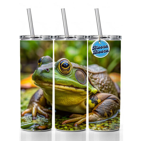 American Bullfrog Skinny Tumbler 20oz with Straw Insulated Water Bottle Gift