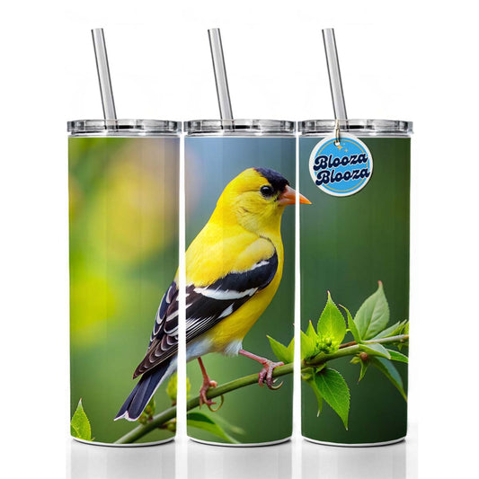 American Goldfinch Backyard Bird Skinny Tumbler 20oz with Straw Insulated Water Bottle Gift