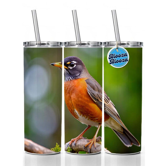 American Robin Backyard Bird Skinny Tumbler 20oz with Straw Insulated Water Bottle Gift