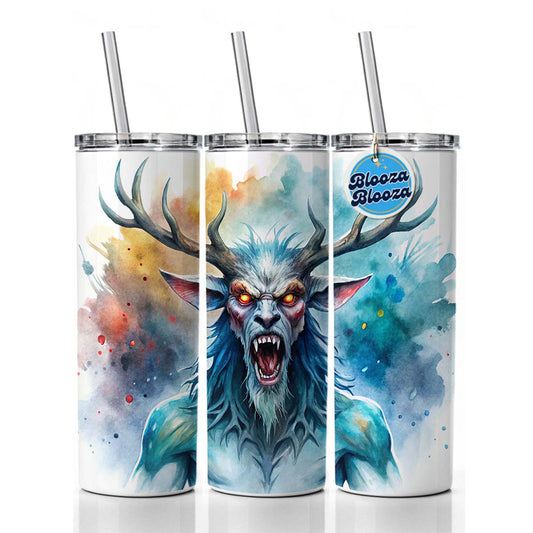 Angry Wendigo Algonquian Folklore Monster Watercolor Skinny Tumbler 20oz with Straw Insulated Water Bottle Gift