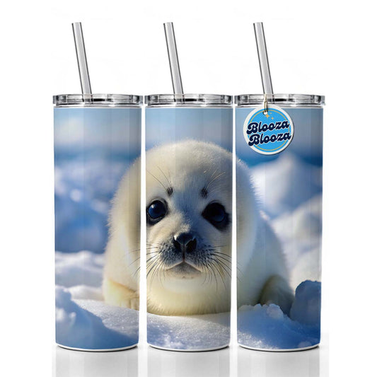Baby Harp Seal Skinny Tumbler 20oz with Straw Insulated Water Bottle Gift