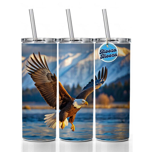 Bald Eagle Flying Raptor Bird Of Prey Skinny Tumbler 20oz with Straw Insulated Water Bottle Gift