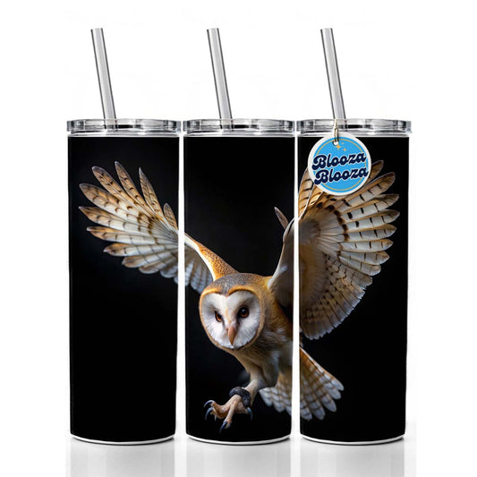 Barn Owl Flying Raptor Bird Of Prey Skinny Tumbler 20oz with Straw Insulated Water Bottle Gift