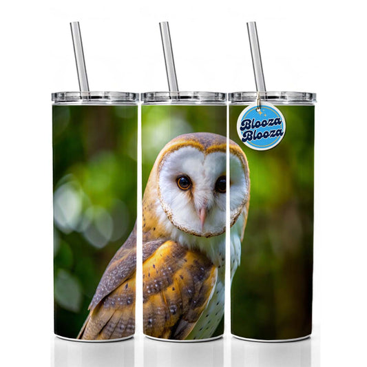 Barn Owl Raptor Bird Of Prey Skinny Tumbler 20oz with Straw Insulated Water Bottle Gift