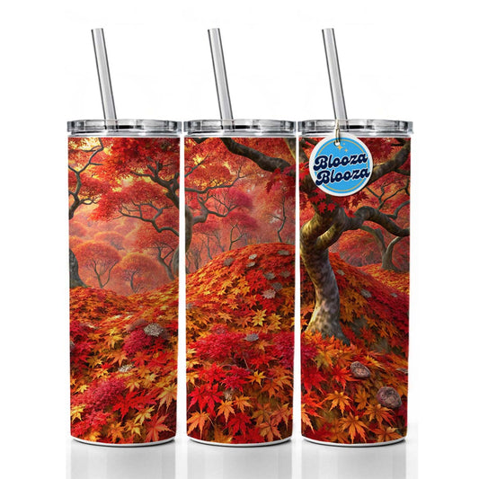Beautiful Autumn Fall Leaves Skinny Tumbler 20oz with Straw Insulated Water Bottle Gift