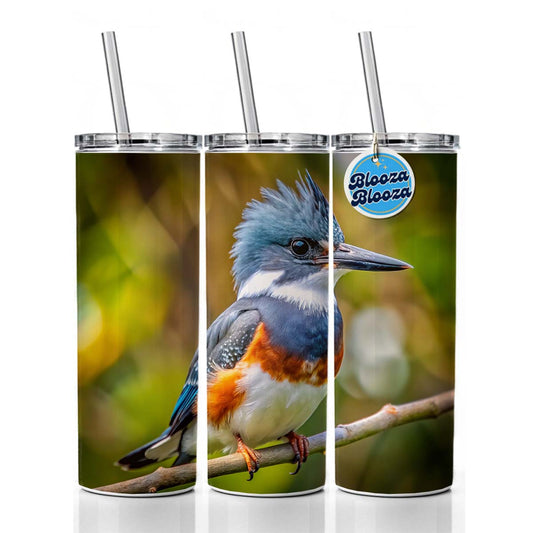 Belted Kingfisher Backyard Bird Skinny Tumbler 20oz with Straw Insulated Water Bottle Gift