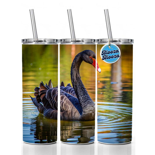 Black Swan Skinny Tumbler 20oz with Straw Insulated Water Bottle Gift